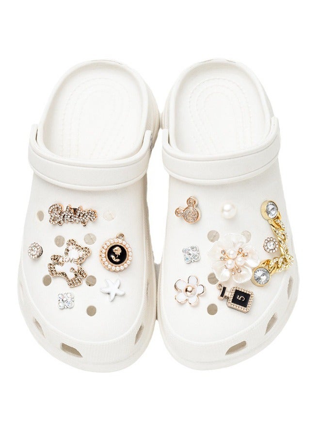 ​14 PCS Bling Shoe Charms, Pearl Diamond Chain Shiny Little Bear Charms Decoration, Favors Gifts for Birthday Party - Image 5
